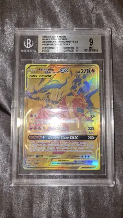 2021 POKEMON SM BLACK STAR PROMO #SM247 FULL ART/RESHIRAM & CHARIZARD GX BGS 9 - Image 1