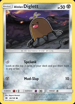 Pokemon Alolan Diglett (86/319) Sun & Moon LP REVERSE HOLO - Image 1