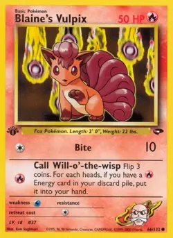 Pokemon Blaine's Vulpix (66/132) Gym Challenge 1ED NM - Image 1