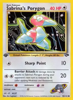 Pokemon Sabrina's Porygon (98/132) Gym Challenge 1ED NM - Image 1