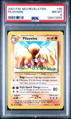 2001 POKEMON NEO REVELATION #36 PILOSWINE PSA 8 - Image 1