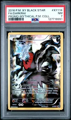 2016 Pokemon Xy Black Star Promo Darkrai #XY114 Fa Mythical P.M. Coll. PSA 7 - Image 1