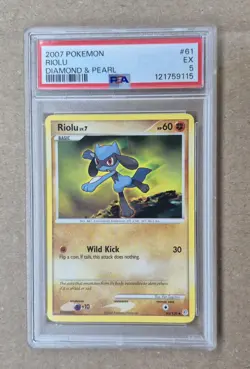 2007 POKEMON PSA 5 EX DIAMOND & PEARL #61 RIOLU - Image 1