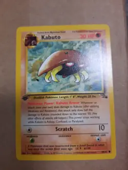 Kabuto 1st Edition Fossil 50/62 NM High About 9 Grade Card 1999 Pokemon Common - Image 1