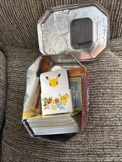 Pokemon Card Lot Of 120 And Tin, 25th Anniversary, Holos, Card Sleeves Included - Image 3