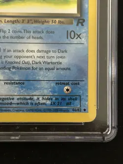 2000 Pokemon 1st Edition Team Rocket Dark WARTORTLE Card 46/82 Cgc 8.5 - Image 4