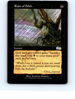 Rain of Filth #151 Uncommon Urza's Saga MTG LP Exc+/NM (white edge) - Image 1
