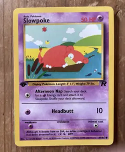 Pokemon TCG Slowpoke 67/82 1st Edition Team Rocket Unlimited Set NM Condition - Image 1