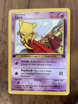 Pokemon TCG Abra 49/82 1st Edition Team Rocket Set NM Condition - Image 1