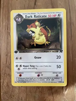 Pokemon TCG Dark Raticate 51/82 1st Edition Team Rocket Set LP Condition - Image 1