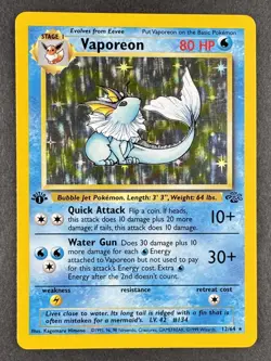 Vaporeon 1st Edition Holo 1999 Pokemon Jungle 12/64 - Image 1