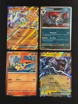Pokemon BB/WF Heavy Hitters Stamped Promos: Zekrom, Reshiram, Zoroark, Victini - Image 1