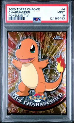 2000 TOPPS CHROME POKEMON T.V. #4 CHARMANDER PSA 9 - Image 1