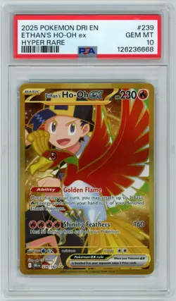 2025 POKEMON DRI EN-DESTINED RIVALS HYPER RARE #239 ETHAN'S HO-OH EX PSA 10 #239 - Image 1