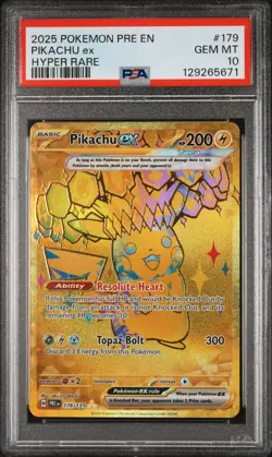 2025 POKEMON PRE EN-PRISMATIC EVOLUTIONS HYPER RARE #179 PIKACHU EX PSA 10 - Image 1