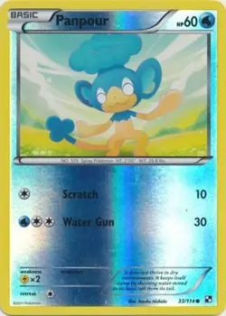 Pokemon - Panpour - 33/114 - Common - Reverse Holo - Black and White - NM - Image 1