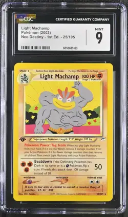 CGC 9 MINT Light Machamp Neo Destiny 1st Edition 25/105 Pokemon Card - Image 1