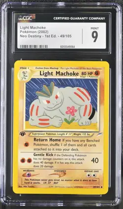 CGC 9 MINT Light Machoke Neo Destiny 1st Edition 49/105 Pokemon Card - Image 1