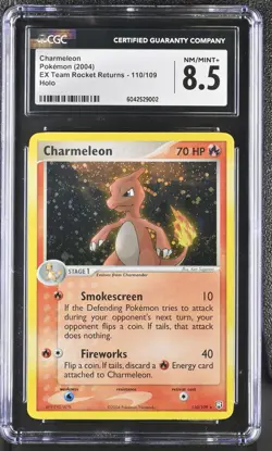 CGC 8.5 Charmeleon 110/109 Holo Secret Rare EX Team Rocket Returns Pokemon Card - Image 1