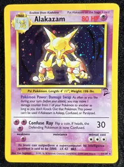 Alakazam Base Set 2 Holo WOTC Pokemon Card - MP/HP - Image 1