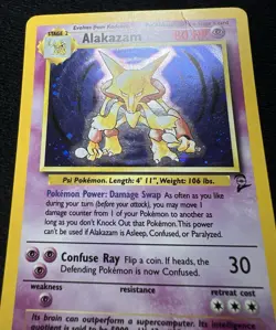 Alakazam Base Set 2 Holo WOTC Pokemon Card - MP/HP - Image 3