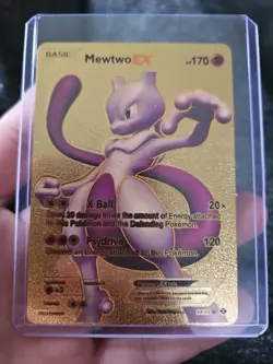 Mewtwo EX 98/99 Gold Foil Fan Art Vinyl Premium Collector Pokemon Display Card - Image 1