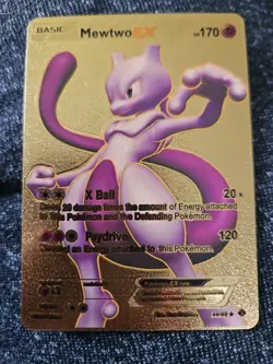 Mewtwo EX 98/99 Gold Foil Fan Art Vinyl Premium Collector Pokemon Display Card - Image 2