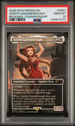 2025 MTG PROMOS REGIONAL CHAMP #0001 AERITH GAINSBOROUGH PSA 10 - Image 1