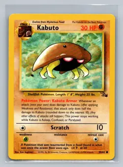 1999 Pokemon TCG Wizards of the Coast Fossil Kabuto #50 Unlimited - Image 1