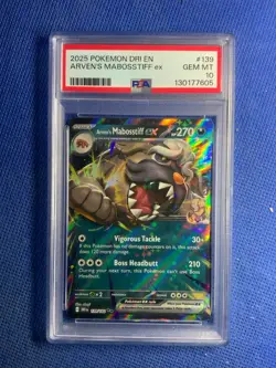 2025 Pokemon Destined Rivals EN Arven’s Mabosstiff EX #139 PSA 10 - Image 1