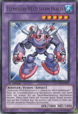 YU-GI-OH, ELEMENTAR-HELD STEAM HEALER, R, LCGX-DE051, 1. Auflage, TOP - Image 1