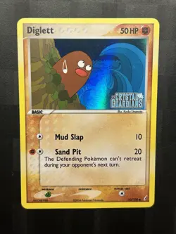 Pokemon Diglett 50/100 Crystal Guardians Reverse Holo Card Stamped LP - Image 1