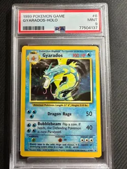 Pokemon Card Gyarados 6/102 Base Set Holo Unlimited WOTC PSA 9 MINT - Image 1