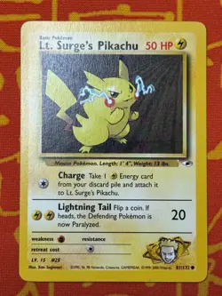 POKEMON TCG LT. SURGE'S PIKACHU 81/132 NON HOLO COMMON EXCELLENT GYM HEROES - Image 1