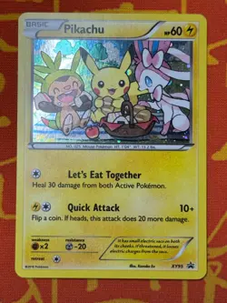 POKEMON TCG PIKACHU XY95 HOLO BLACK STAR PROMO LIGHT PLAY SYLVEON/CHESPIN - Image 1