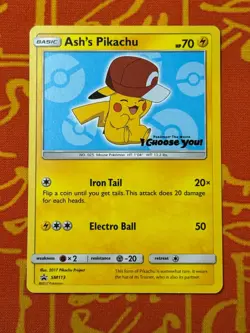 POKEMON TCG ASH'S PIKACHU SM113 NON HOLO BLACK STAR PROMO EXCELLENT - Image 1