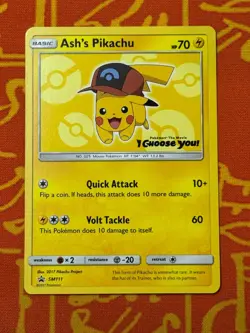 POKEMON TCG ASH'S PIKACHU SM111 NON HOLO BLACK STAR PROMO EXCELLENT - Image 1