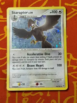 POKEMON TCG STARAPTOR 16/130 HOLO RARE MODERATE PLAY DIAMOND PEARL BASE - Image 1