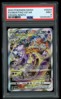 Mewtwo Vstar GG44 Pokemon TCG SWSH Full Art Crown Zenith PSA 9 - Image 1