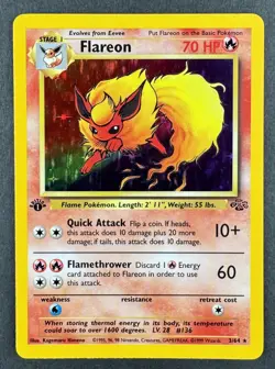 Flareon 1st Edition Holo 1999 Pokemon Jungle 3/64 - Image 1