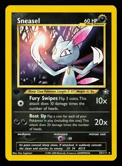 Sneasel 25/111 Rare 1st Edition Neo Genesis Pokemon Card - Image 1