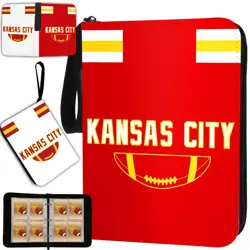 Football Card Binder with Sleeves 400 Pocket, Kansas City Football Card Holde... - Image 1