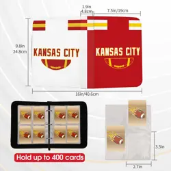 Football Card Binder with Sleeves 400 Pocket, Kansas City Football Card Holde... - Image 3