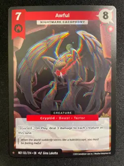 2025 MetaZoo Awful 133/214 1 Star Rare Holo Card MZ1 - Image 1