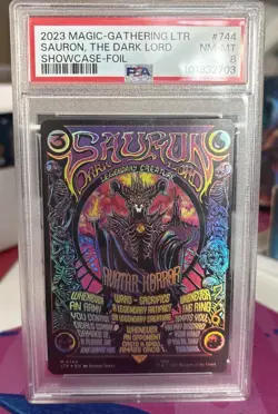 2023 MTG Lord of the Rings #744 Sauron, The Dark Lord Showcase Foil NM-MT PSA 8 - Image 3