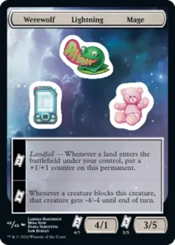 4x STICKER (48/48): Werewolf Lightning Mage MTG Unfinity NM Magic Regular - Image 1