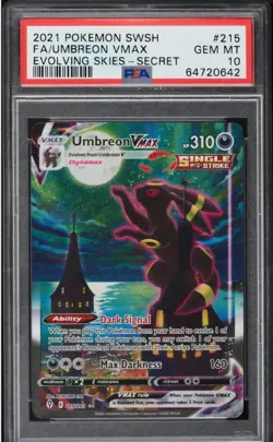 2021 Pokemon Sword & Shield Evolving Skies Alt Art Umbreon VMAX #215 PSA 10 GEM - Image 1
