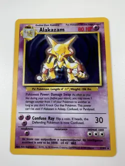 Pokemon TCG Alakazam Holo Rare Card 1/102 Base Set - Image 1