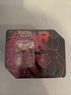 Pokemon TCG Team Rocket Mewtwo Ex Tin 5 Booster Packs + Promo - New Sealed - Image 1