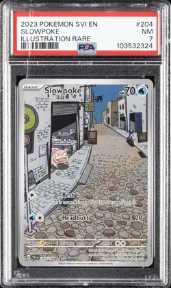 2023 POKEMON SVI EN-SCARLET & VIOLET ILLUSTRATION RARE #204 SLOWPOKE PSA 7 - Image 1